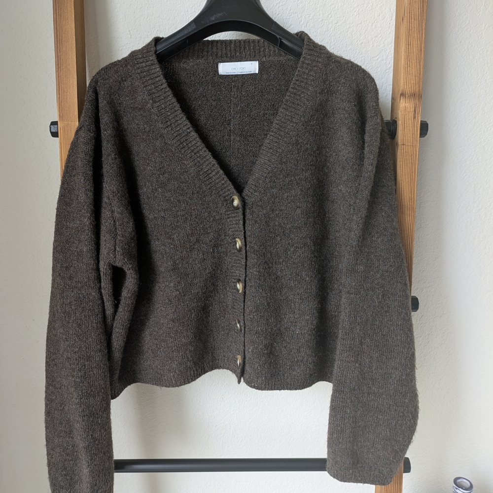 OAK + FORT Women's Dark Brown Button-Up Cardigan - Size M
